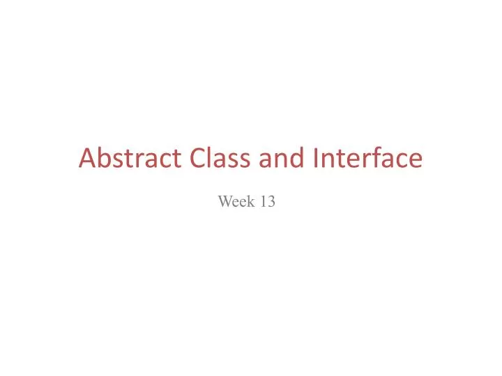 abstract class and interface