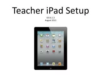 Teacher iPad Setup IOS 6.1.3 August 2013