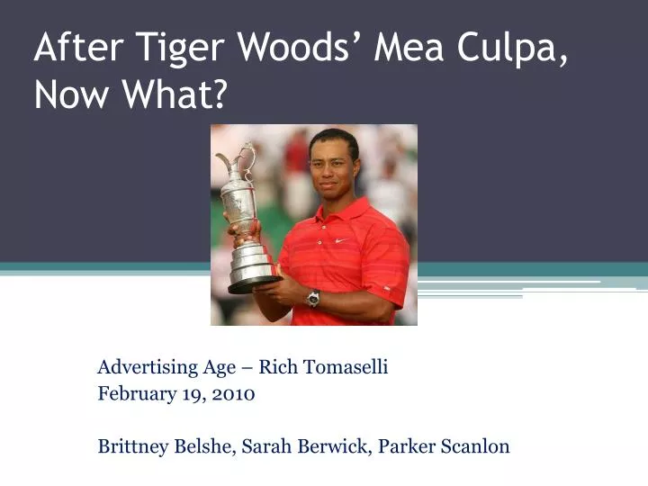 after tiger woods mea culpa now what