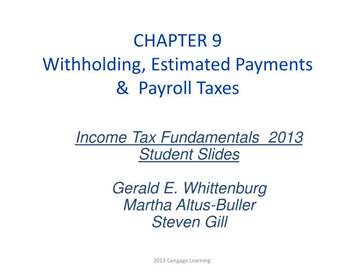 chapter 9 withholding estimated payments payroll taxes