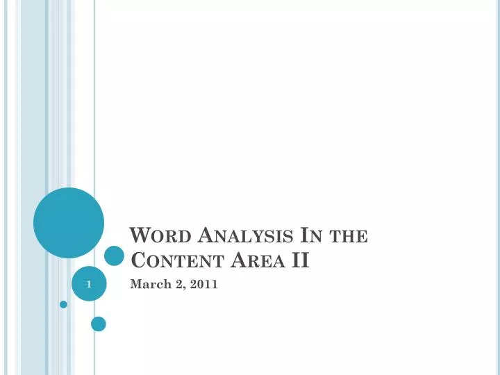 word analysis in the content area ii
