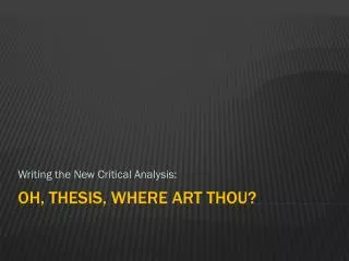 writing the new critical analysis