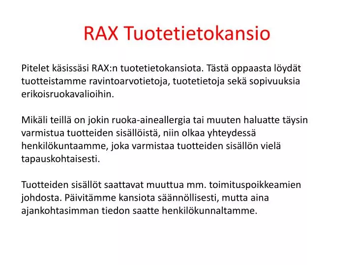 rax tuotetietokansio