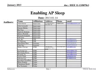 Enabling AP Sleep