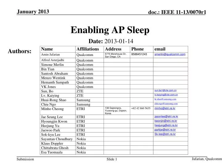 enabling ap sleep