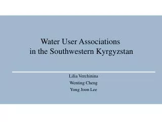Water User Associations in the Southwestern Kyrgyzstan