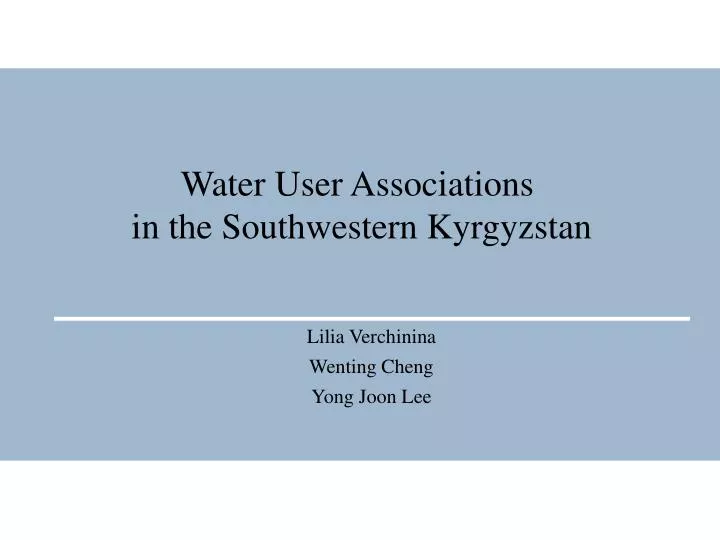 water user associations in the southwestern kyrgyzstan