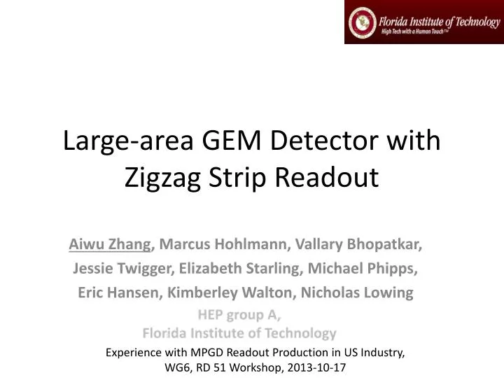 large area gem detector with zigzag strip readout