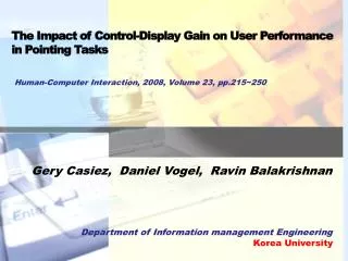 The Impact of Control-Display Gain on User Performance in Pointing Tasks