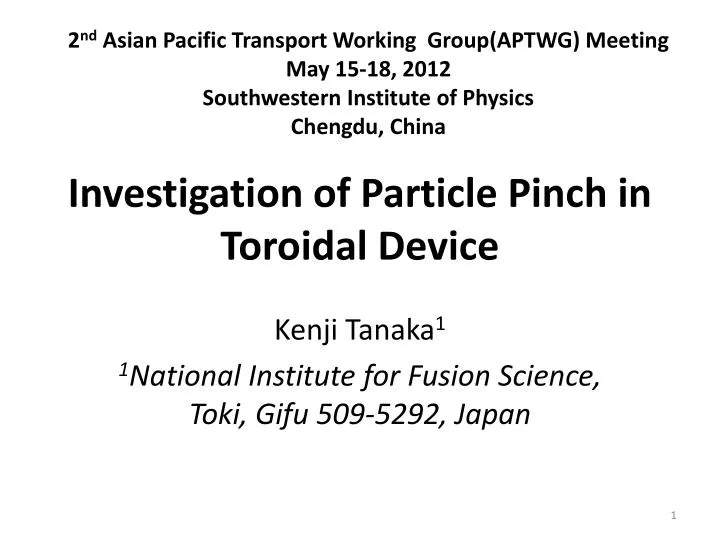 investigation of particle pinch in toroidal device