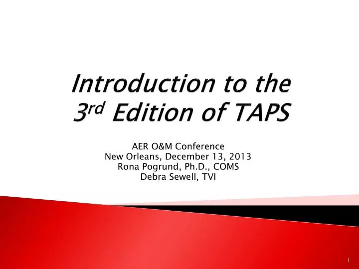 introduction to the 3 rd edition of taps
