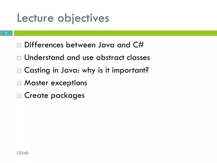 lecture objectives