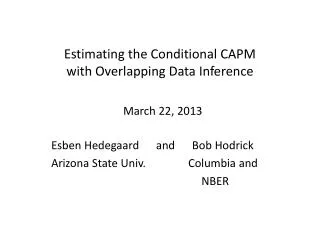 Estimating the Conditional CAPM with Overlapping Data Inference