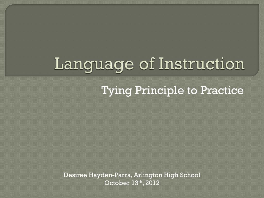 PPT - Language of Instruction PowerPoint Presentation, free download ...