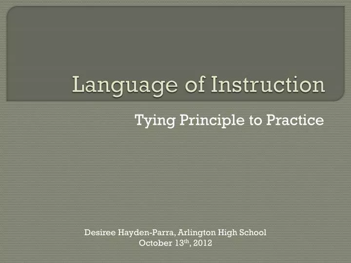 language of instruction