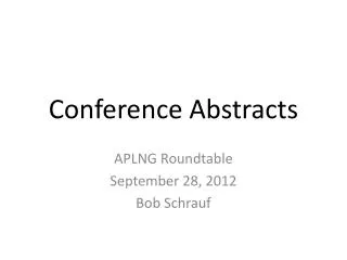 Conference Abstracts