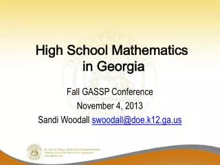 High School Mathematics in Georgia