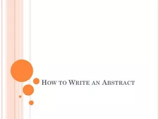 How to Write an Abstract