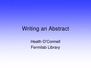 Writing an Abstract