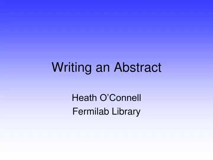 writing an abstract