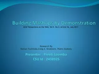Building Mashups by Demonstration
