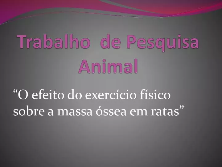 trabalho de pesquisa animal