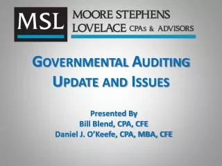 Governmental Auditing Update and Issues