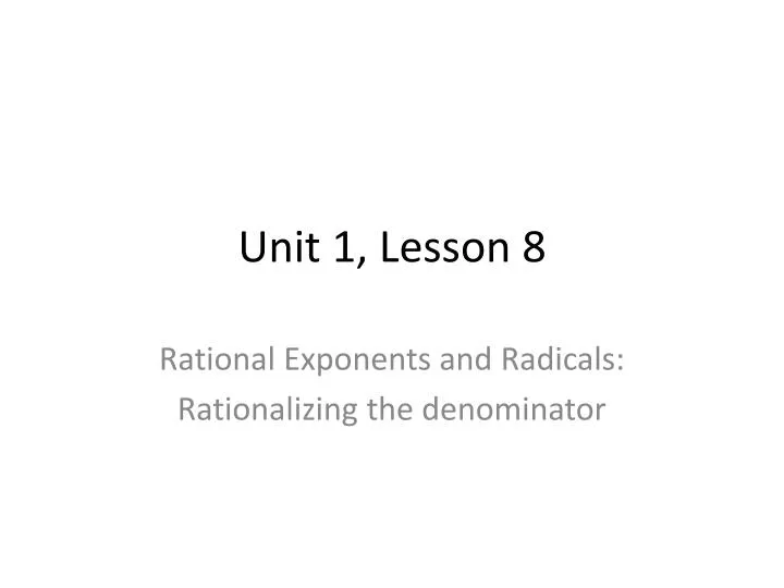 unit 1 lesson 8