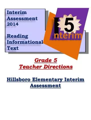 Grade 5 Teacher Directions Hillsboro Elementary Interim Assessment