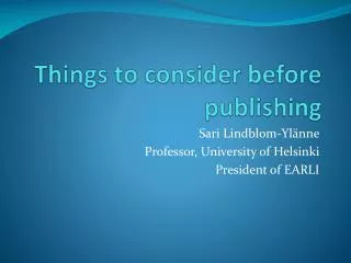 Things to consider before publishing
