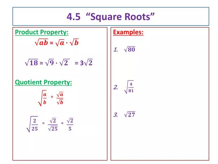 4 5 square roots