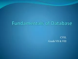 Fundamentals of Database