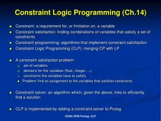 Constraint Logic Programming (Ch.14)