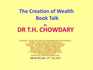 The Creation of Wealth Book Talk