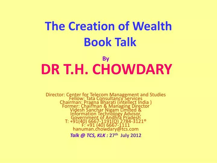 the creation of wealth book talk