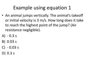 Example using equation 1