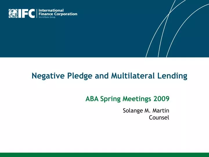 negative pledge and multilateral lending