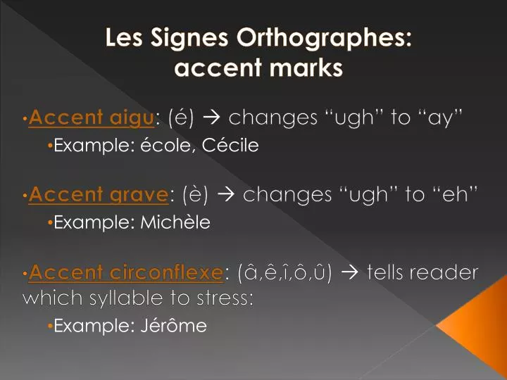 les signes orthographes accent marks