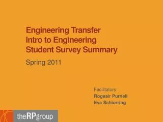 Engineering Transfer Intro to Engineering Student Survey Summary