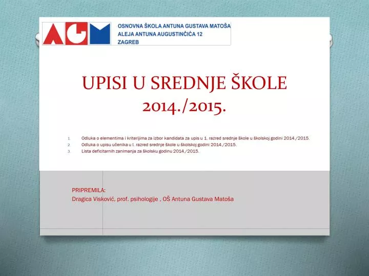 upisi u srednje kole 2014 2015