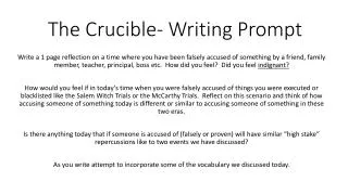 The Crucible- Writing Prompt