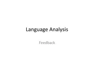 Language Analysis