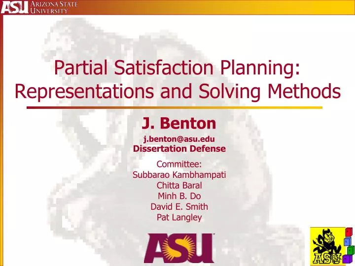 partial satisfaction planning representations and solving methods
