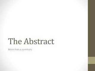 The Abstract