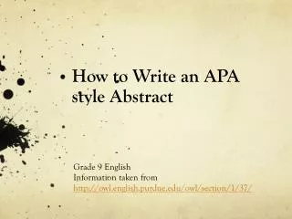 How to Write an APA style Abstract