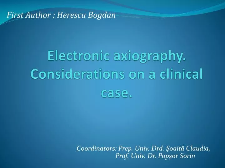 electronic axiogra phy considerations on a clinical case