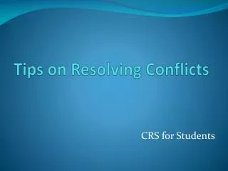 Tips on Resolving Conflicts