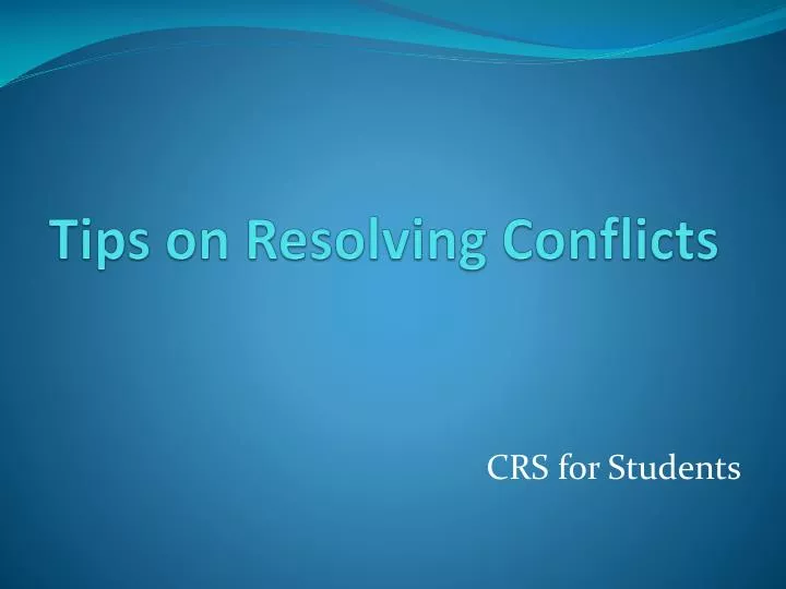 tips on resolving conflicts