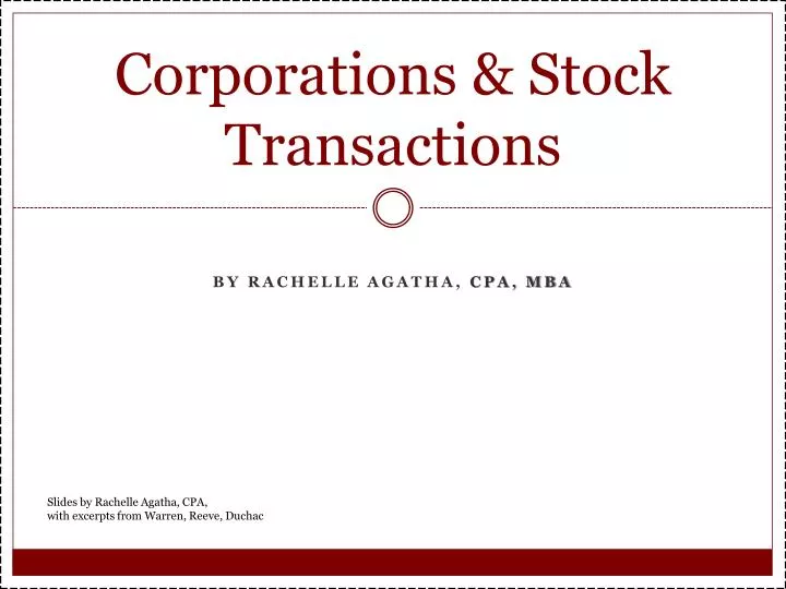 corporations stock transactions