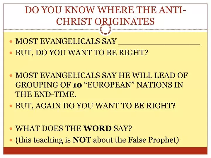 do you know where the anti christ originates